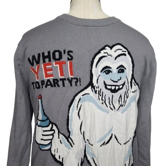 Target Who's Yeti To Party Crewneck Gray Sweater S - Picture 2 of 8